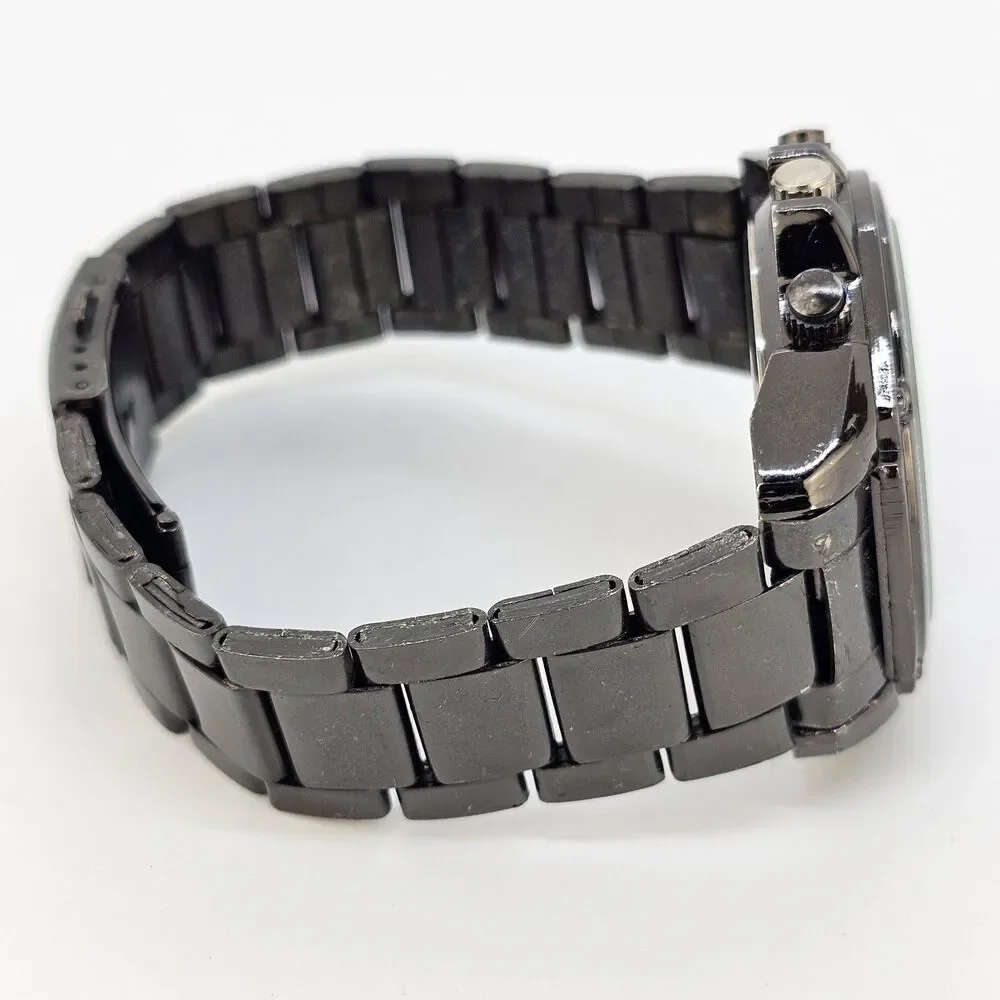 Men's Watch Black Dial 44MM Black Case Black‎ Bracelet Band 8